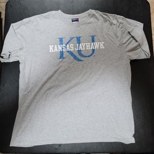 University of Kansas tee shirt.